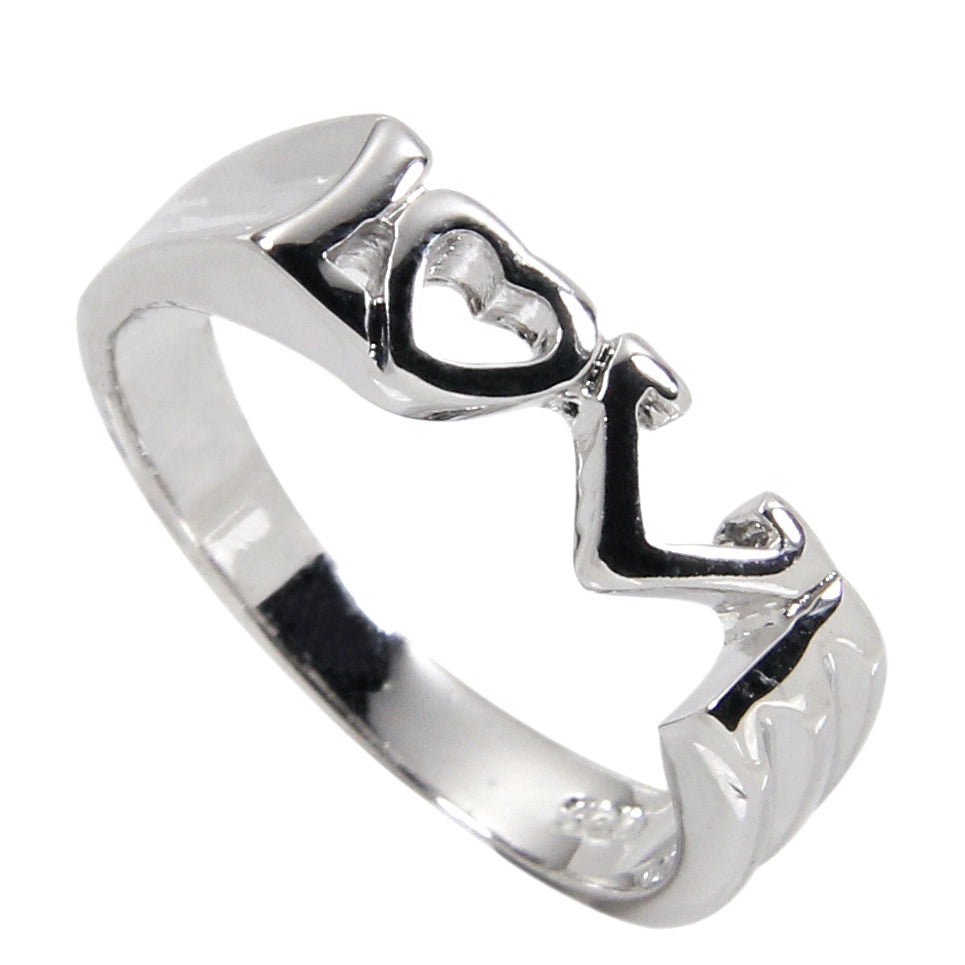 Adorable 3 mm Sterling Silver Connected Love Word Ring Elsy Style Ring