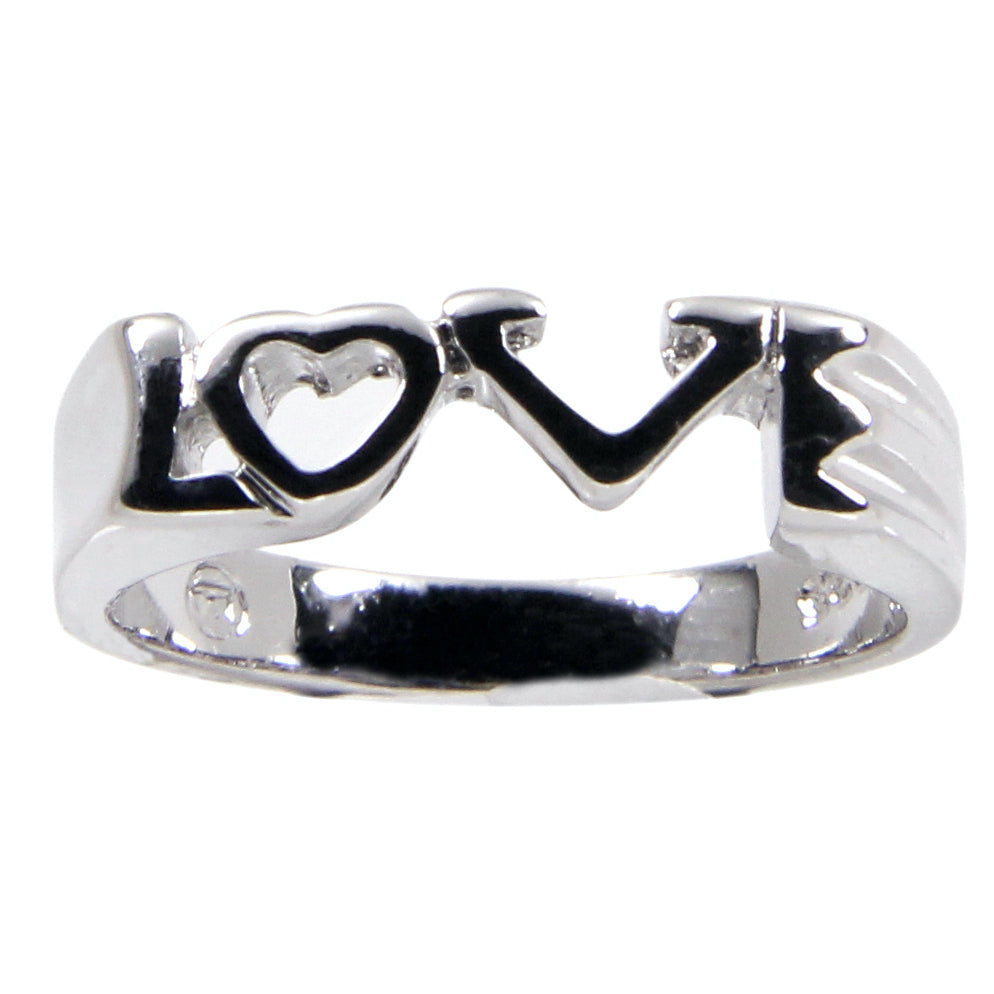 Adorable 3 mm Sterling Silver Connected Love Word Ring Elsy Style Ring