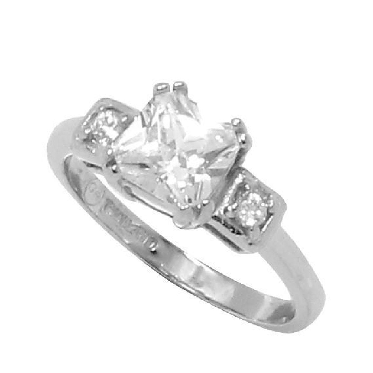 Asscher Cut Prong Set Engagement Two Round Side Stones Ring Elsy Style Ring