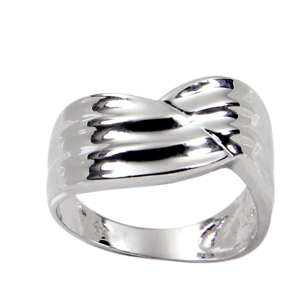 Asymmetrical Sterling Ridged Chevron Band Ring Elsy Style Ring