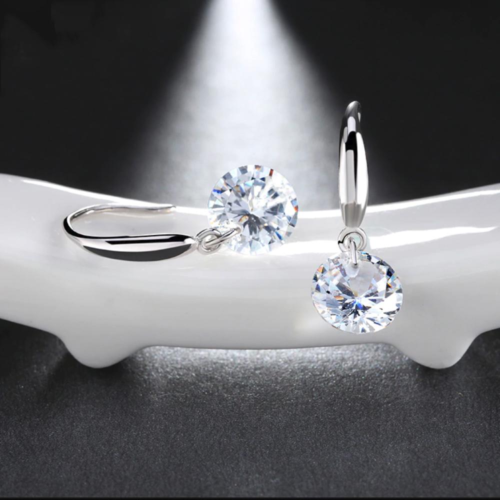 Austrian Crystal Drill Drop Earring in 18K White Gold Plated ITALY Design Elsy Style Earring