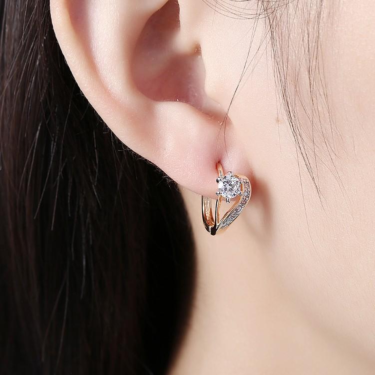 Austrian Crystal Heart Shaped Pav'e Set in 18K Gold ITALY Design Elsy Style Earring