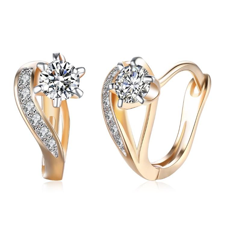 Austrian Crystal Heart Shaped Pav'e Set in 18K Gold ITALY Design Elsy Style Earring