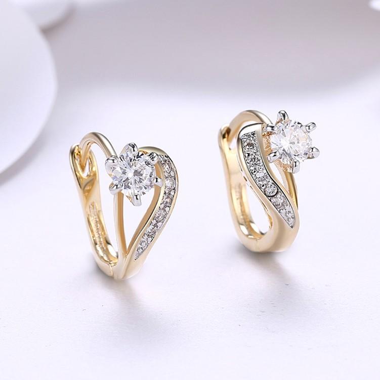 Austrian Crystal Heart Shaped Pav'e Set in 18K Gold ITALY Design Elsy Style Earring