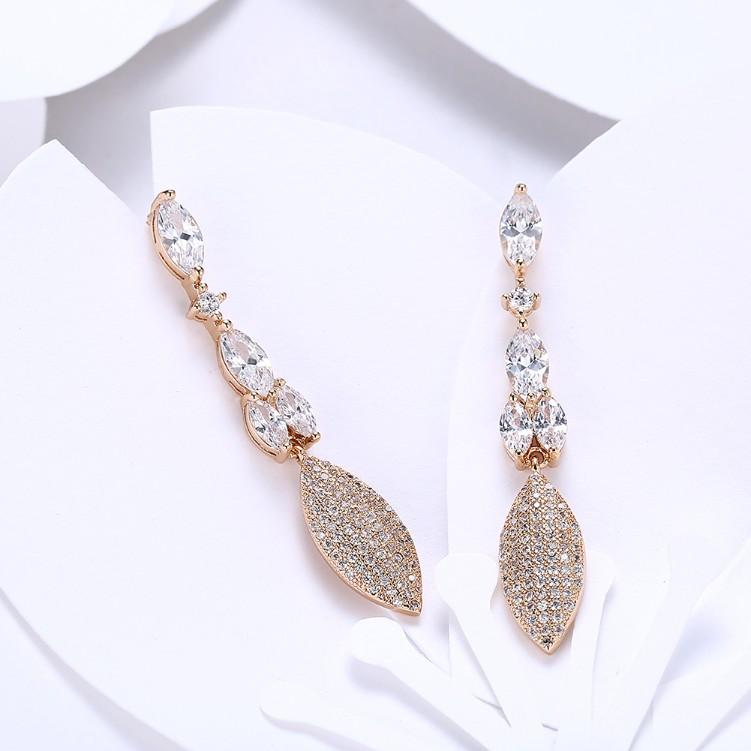 Austrian Crystal Micro-Pav'e Dangling Pear Shaped Earrings Set in 18K Gold ITALY Design Elsy Style Earring