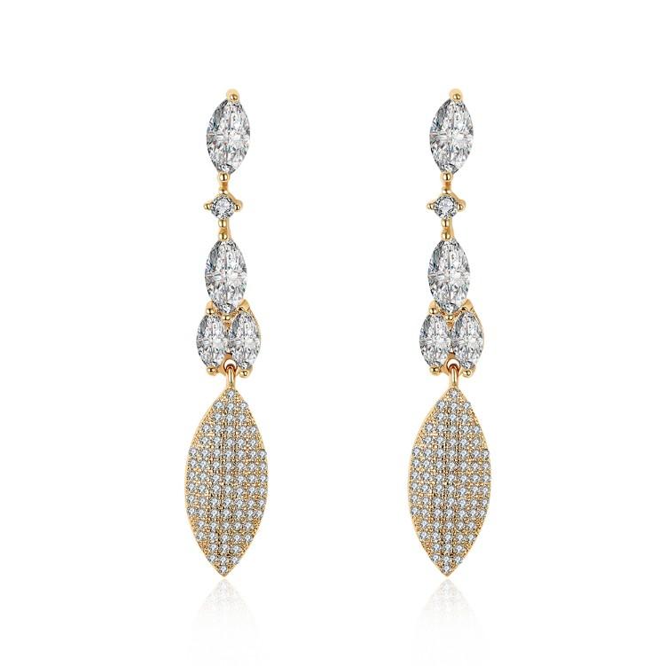 Austrian Crystal Micro-Pav'e Dangling Pear Shaped Earrings Set in 18K Gold ITALY Design Elsy Style Earring