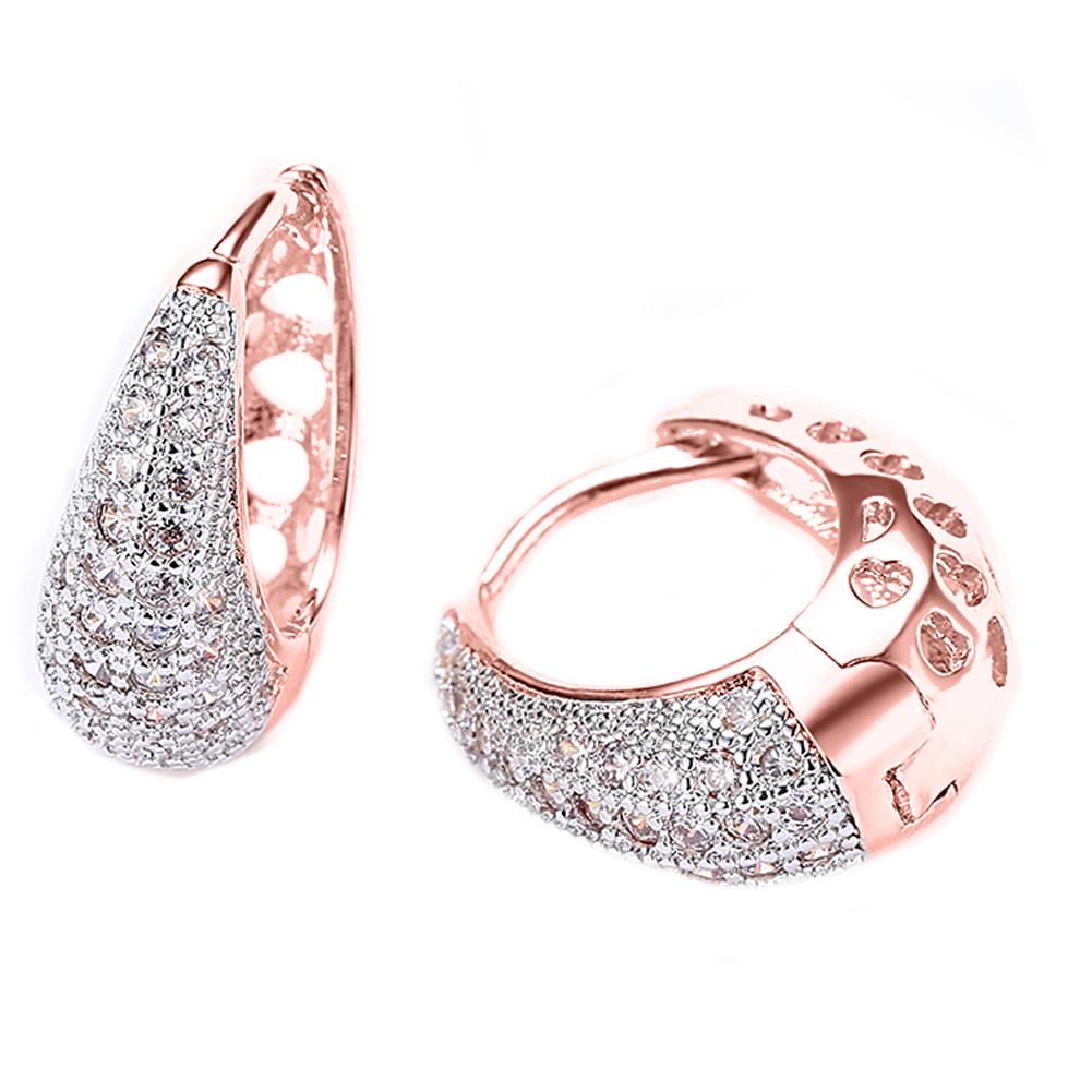 Austrian Crystal Micro-Pav'e Pear Shaped Teardrop Huggies Set in 18K Gold - 3 Finishes ITALY Design Elsy Style Earring