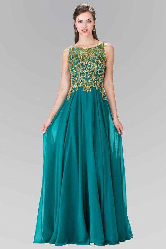 Beads Embellished Bodice Floor Length Chiffon Prom Dress GLGL2274 Elsy Style PROM