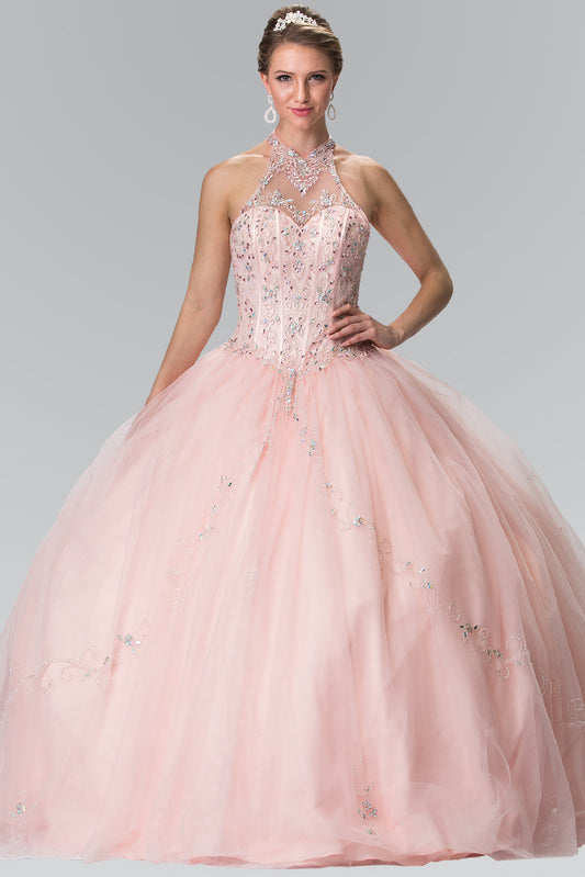 Beads Embellished Quinceanera Long Dress GLGL2348 Elsy Style QUINCEANERA