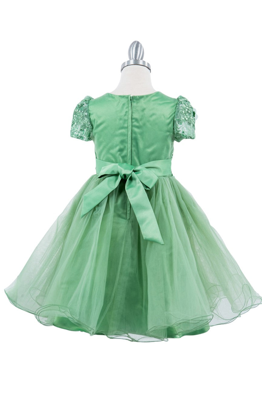 Beautiful 3D Flowers Applique Cap Sleeve Kids Dress CU9133 Elsy Style Kids Dress