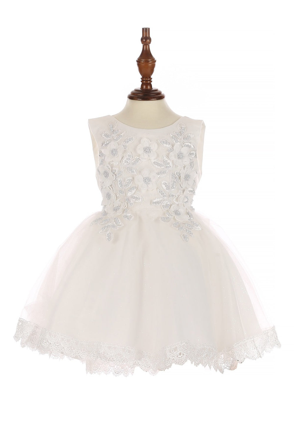 Beautiful Adorned With 3D Flowers Lace Tulle Skirt Kids Dress CU9126B Elsy Style Kids Dress