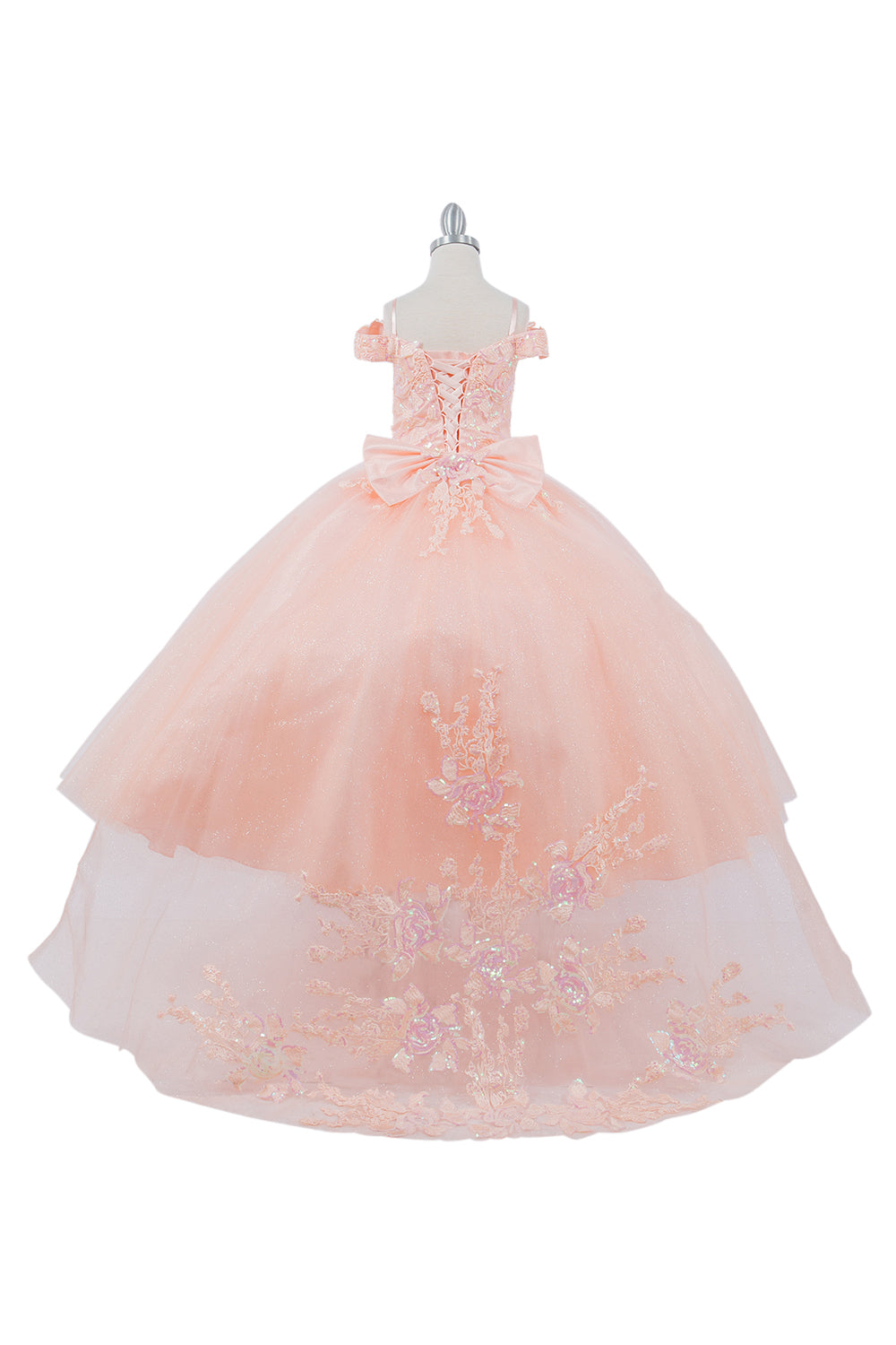 Beautiful Mini Quince Off Shoulder Flower Top Long Girl Dress CU8062X Elsy Style Kids Dress