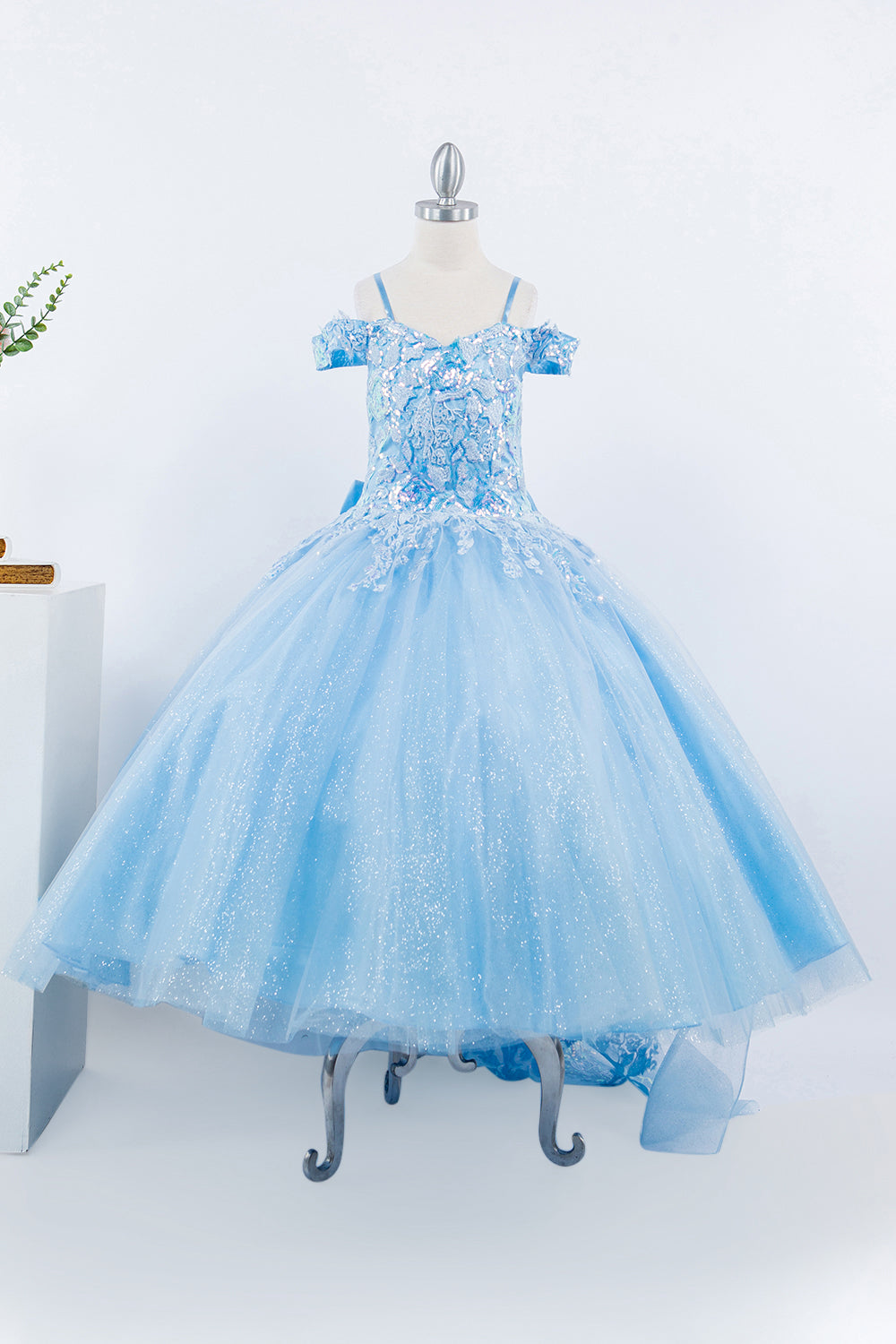 Beautiful Mini Quince Off Shoulder Flower Top Long Girl Dress CU8062X Elsy Style Kids Dress