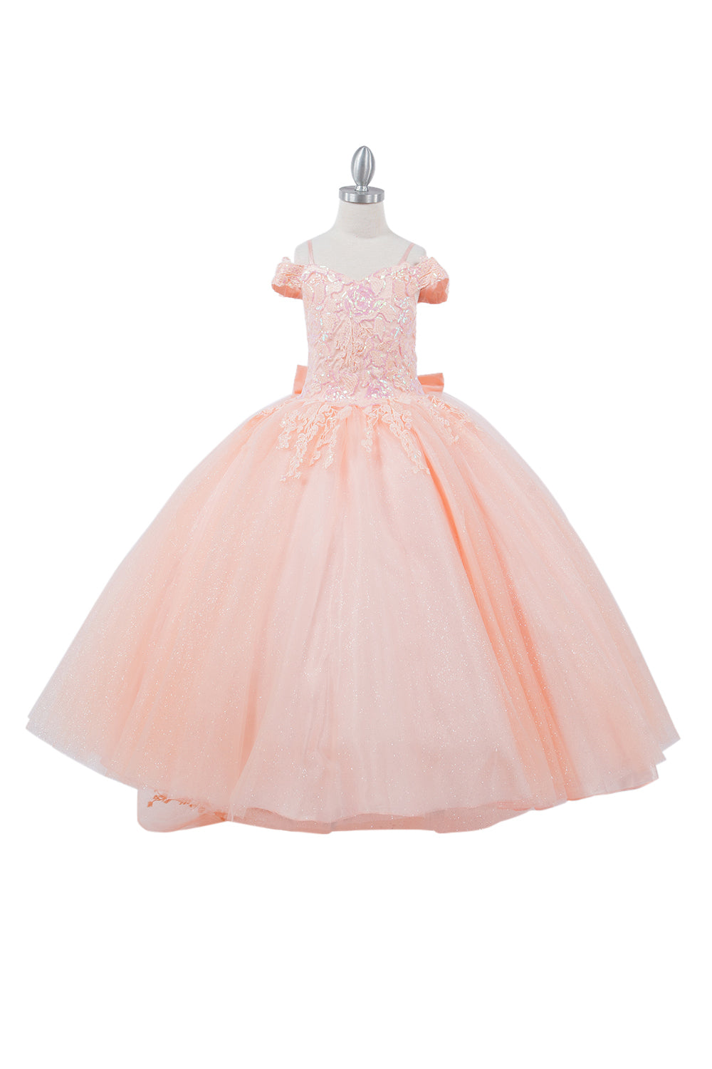 Beautiful Mini Quince Off Shoulder Flower Top Long Girl Dress CU8062X Elsy Style Kids Dress