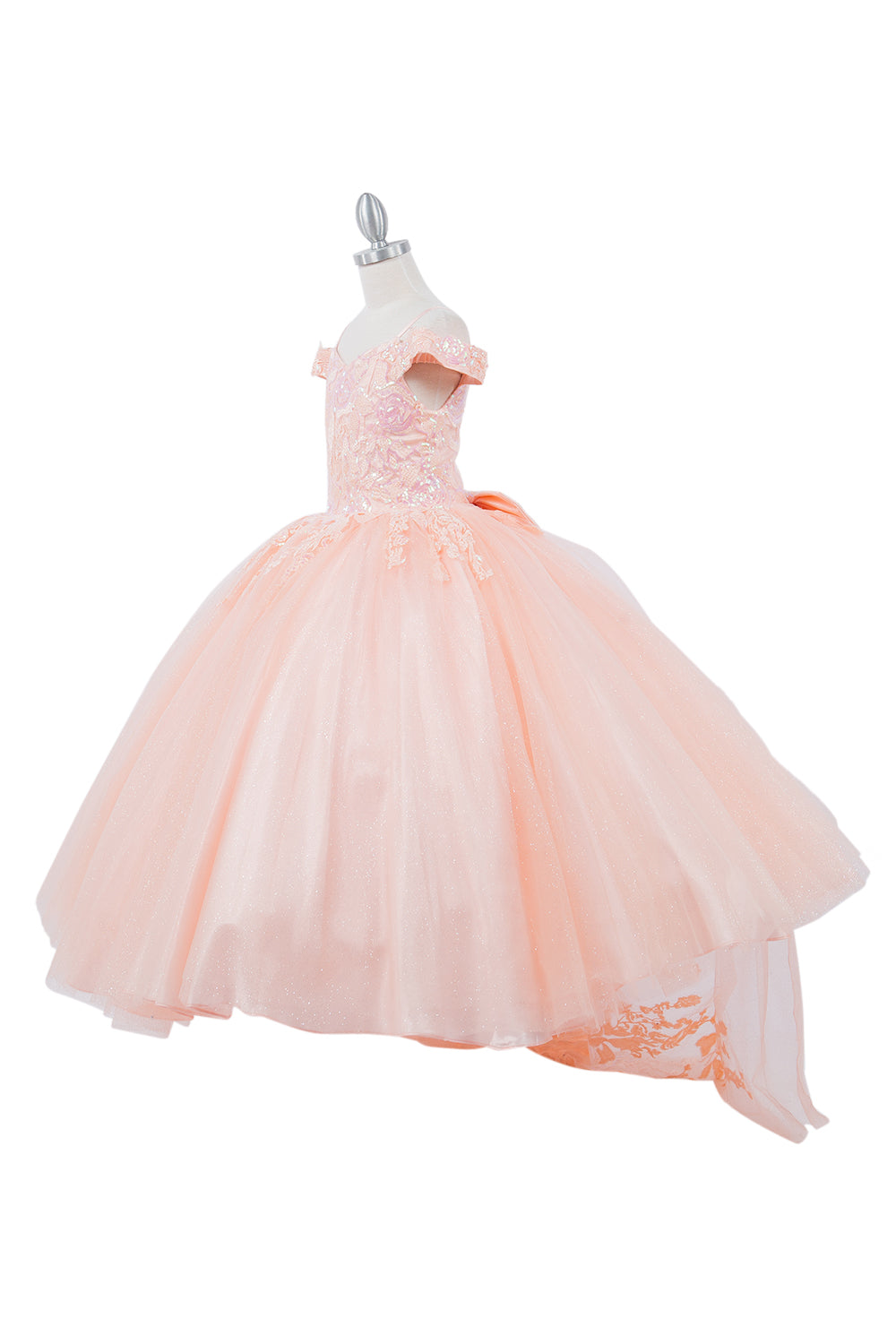 Beautiful Mini Quince Off Shoulder Flower Top Long Girl Dress CU8062X Elsy Style Kids Dress