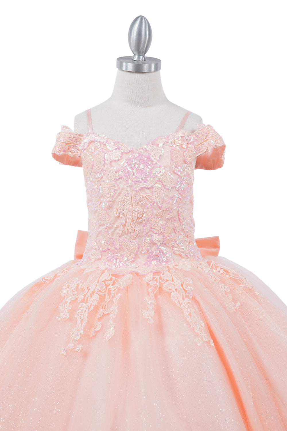 Beautiful Mini Quince Off Shoulder Flower Top Long Girl Dress CU8062X Elsy Style Kids Dress