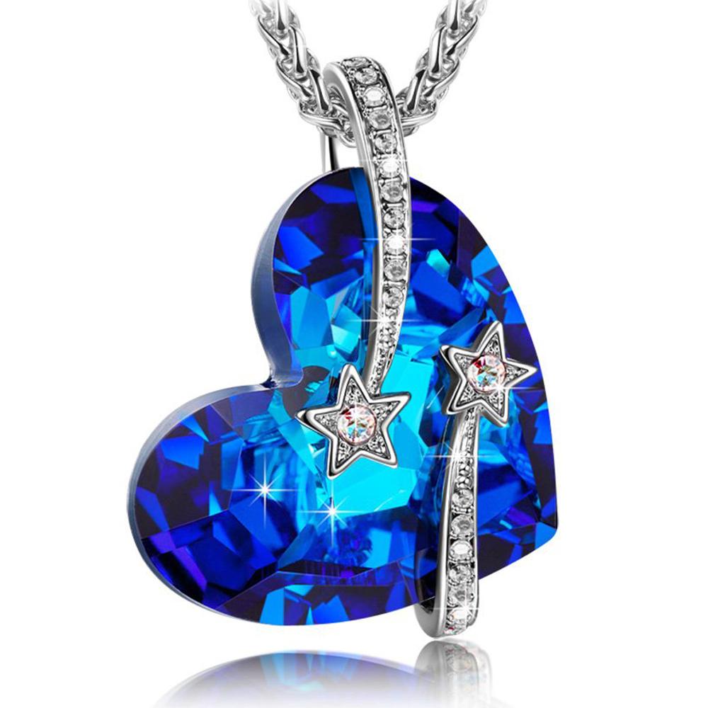 Bermuda Blue  Elements Stars in the Sky Pendant Necklace in 14K White Gold Elsy Style Necklace