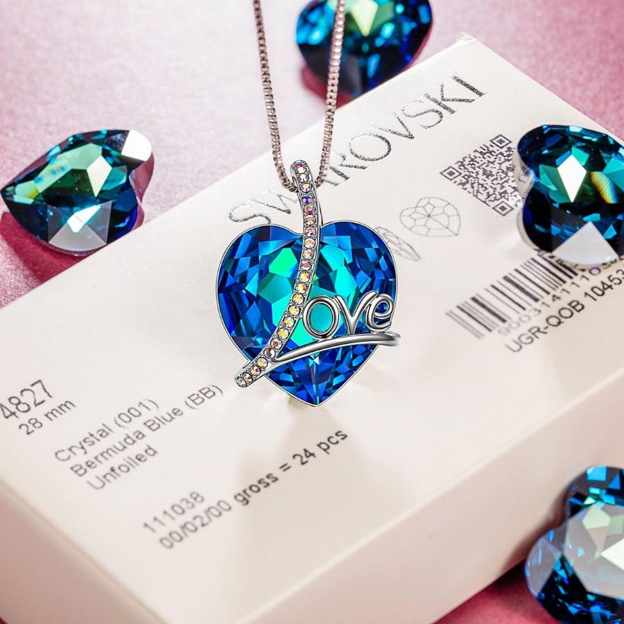 Bermuda Blue  Heart Shaped  Elements Lining Necklace Elsy Style Necklace