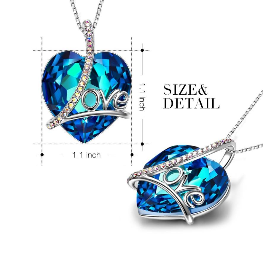 Bermuda Blue  Heart Shaped  Elements Lining Necklace Elsy Style Necklace