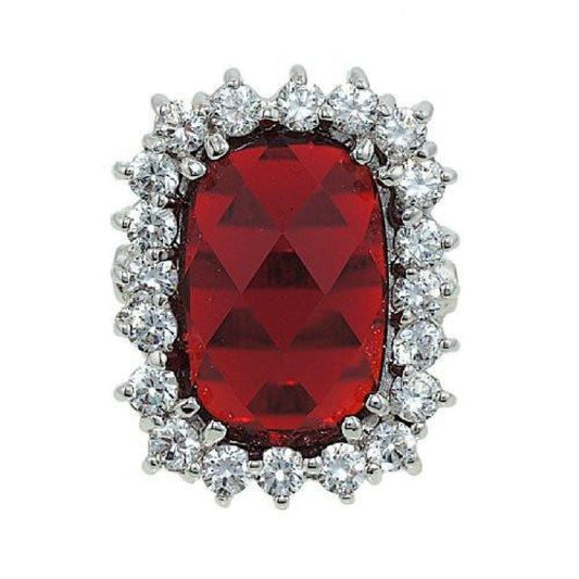 Big Fancy Special Angled Cut Imitation Ruby Cocktail Ring Elsy Style Ring