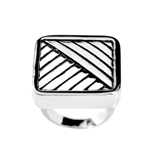 Big Mod Inspired Solid Square Black Accent Ring Elsy Style Ring