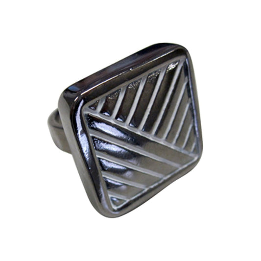 Big Mod Inspired Square Shiny Black Rhodium White Epoxy Ring Elsy Style Ring