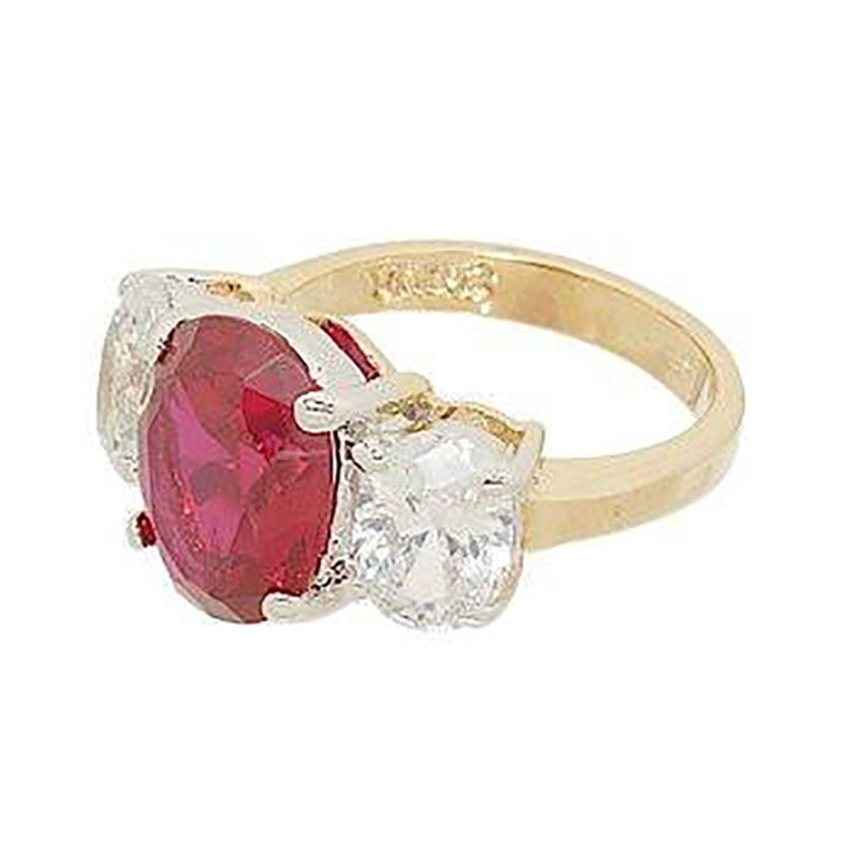 Big Three Stone Ring Oval Cut Synthetic Ruby Ring Elsy Style Ring