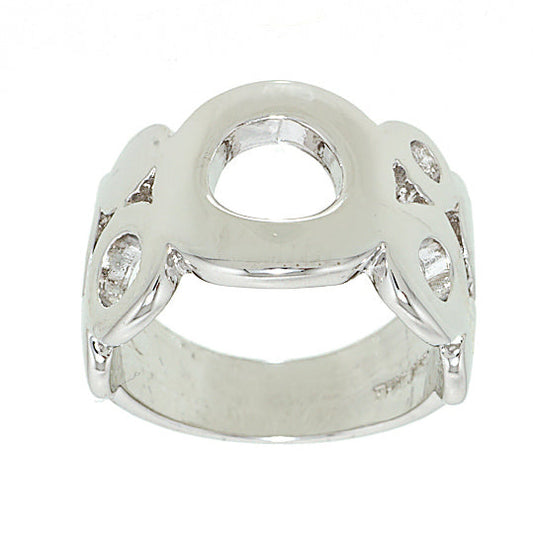 Big and Little Circles Wide Rhodium Band Style Ring Elsy Style Ring