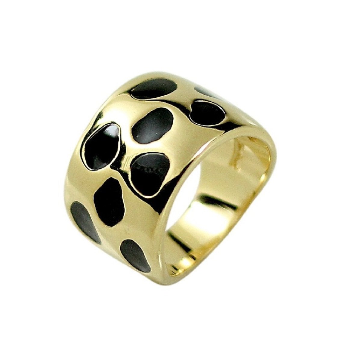 Black Gold Animal Print Wide Band Gold Black Accent Ring Elsy Style Ring