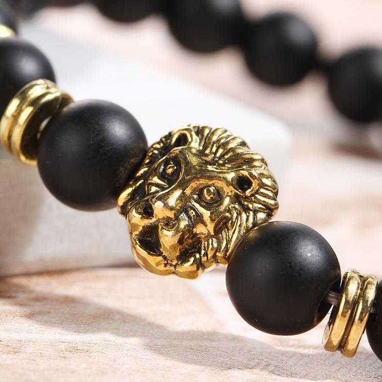 Black Lion Head 18K Gold Plated Bracelet in 18K Gold Plated ITALY Design Elsy Style Bracelet