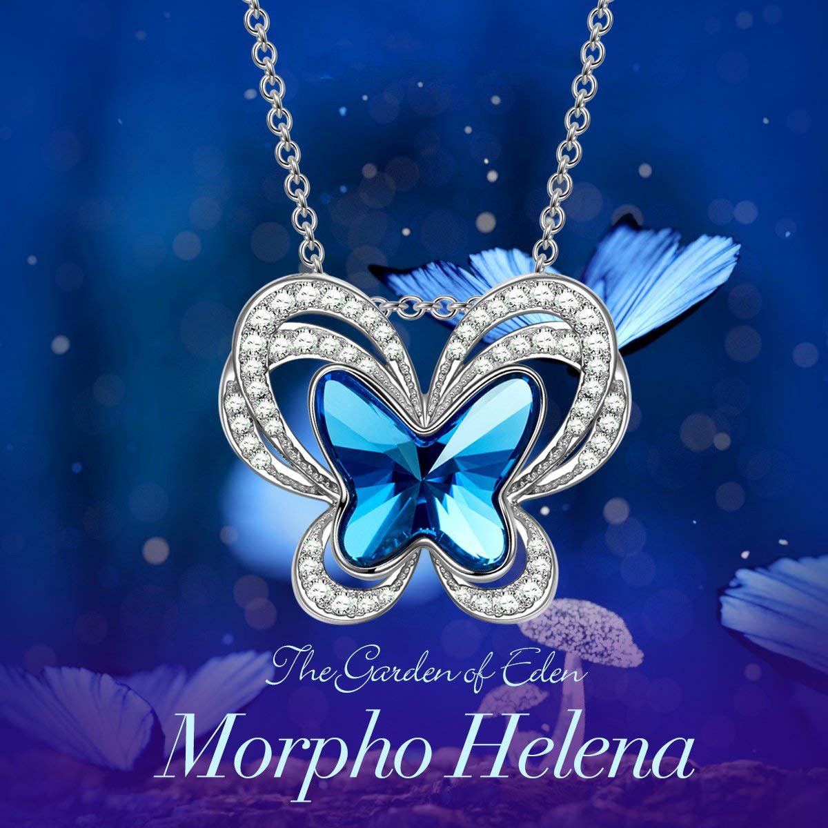 Blue Topaz Butterfly Necklace ITALY Design Elsy Style Necklace