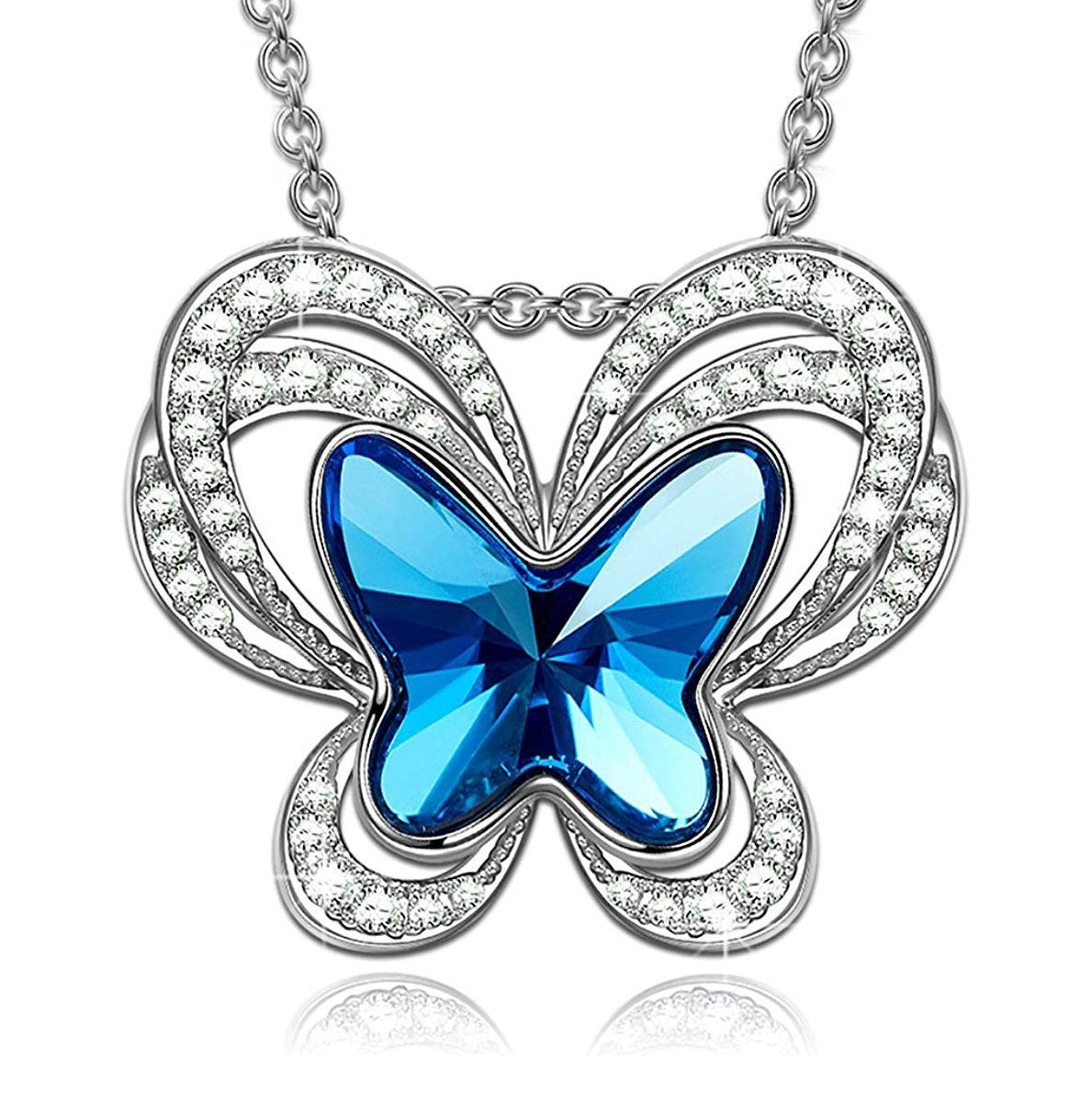 Blue Topaz Butterfly Necklace ITALY Design Elsy Style Necklace