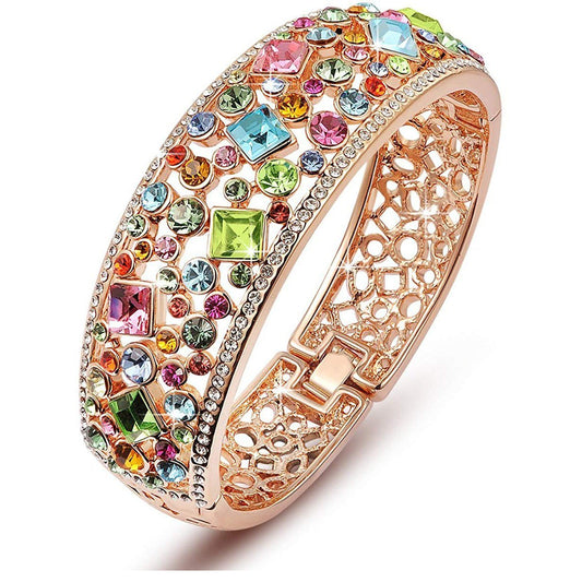 Bregenz Rainbow of Life Bangle in 18K Rose Gold Plated ITALY Design Elsy Style Bracelet