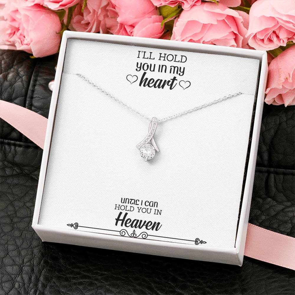 CARD#60-i_will_have_you_in_my_heart_text 18K White Gold Plated Ribbon Love Necklace made with  Crystals Elsy Style Jewelry