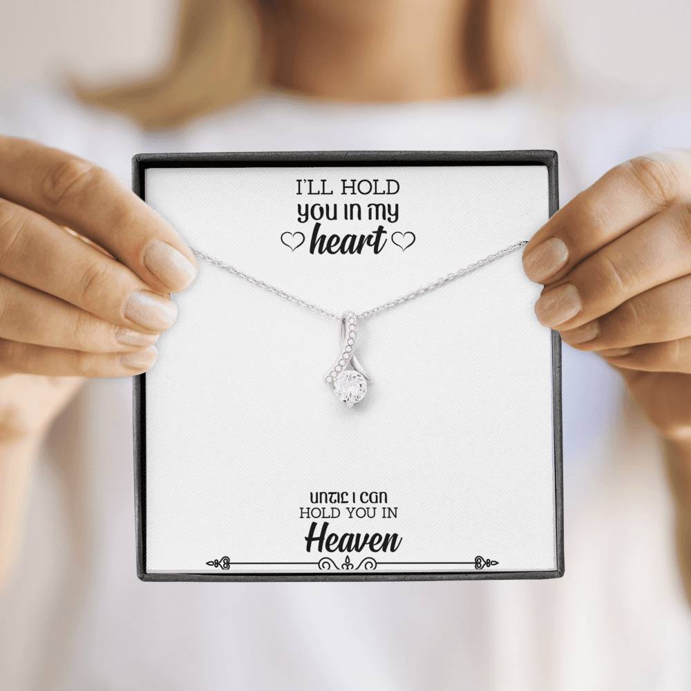 CARD#60-i_will_have_you_in_my_heart_text 18K White Gold Plated Ribbon Love Necklace made with  Crystals Elsy Style Jewelry