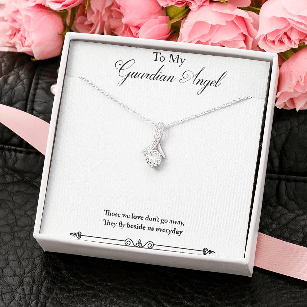 CARD#61-Guardian_angel_final_first_text 18K White Gold Plated Ribbon Love Necklace made with  Crystals Elsy Style Jewelry