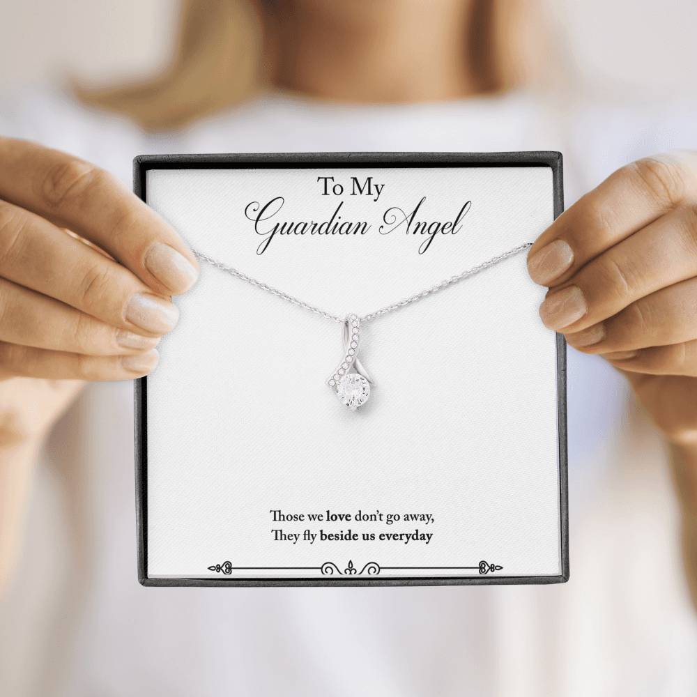 CARD#61-Guardian_angel_final_first_text 18K White Gold Plated Ribbon Love Necklace made with  Crystals Elsy Style Jewelry