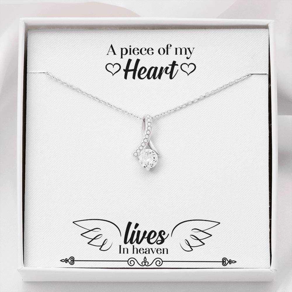 CARD#62-A_piece_of_my_heart_text 18K White Gold Plated Ribbon Love Necklace made with  Crystals Elsy Style Jewelry