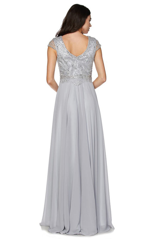 Cap Sleeves Embellished Bodice Long Mother Of The Bride Dress JT657 Elsy Style Mother of the Bride Dress