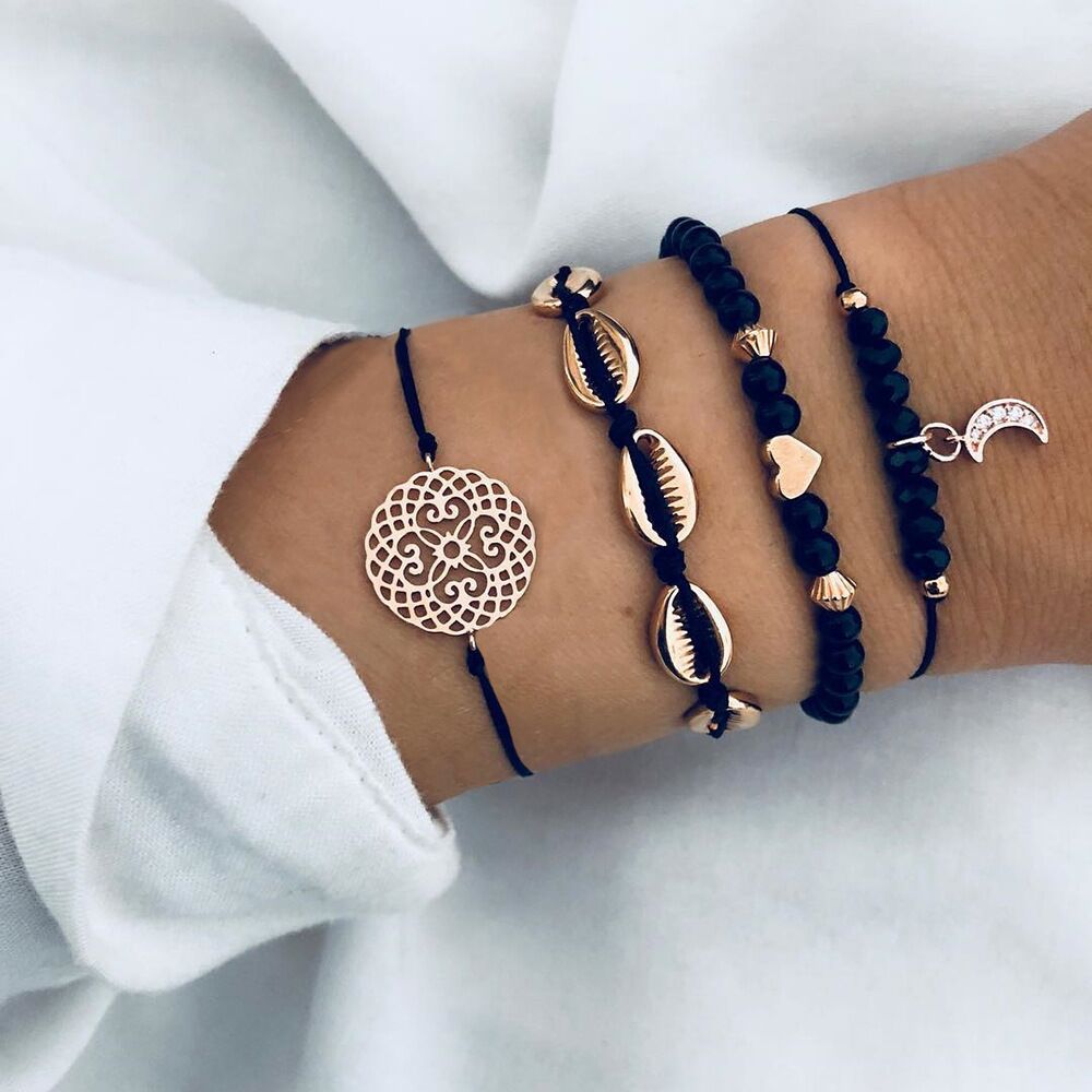 Celestial Marble Crystals and Gemstone 5 Piece Bracelet Set - 25+ Styles Available Elsy Style Bracelet