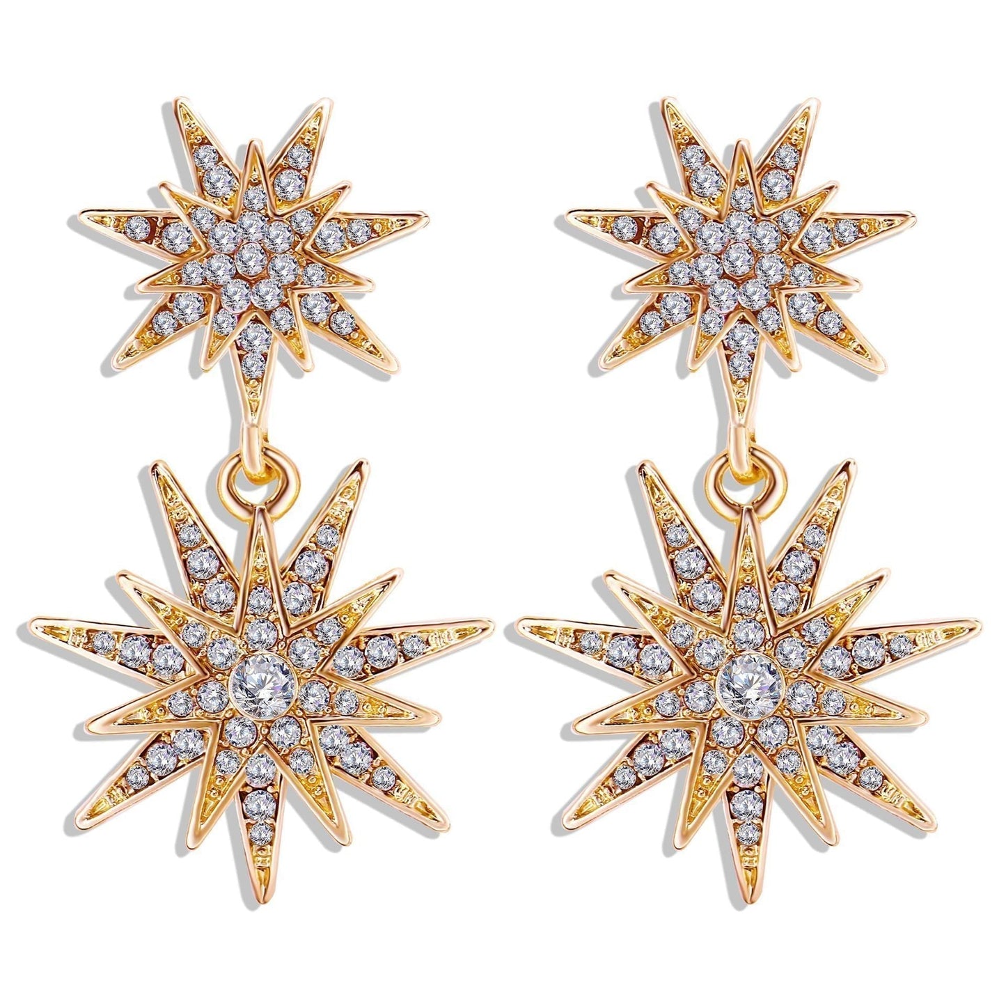 Celestial Star Drop Earring With Gemstone  Crystals 18K Gold Plated Earring ITALY Design Elsy Style Earring