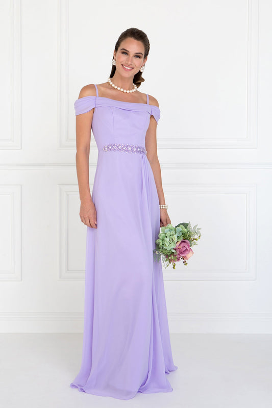 Chiffon Ruched A-Line Long Dress GLGL1522 Elsy Style PROM