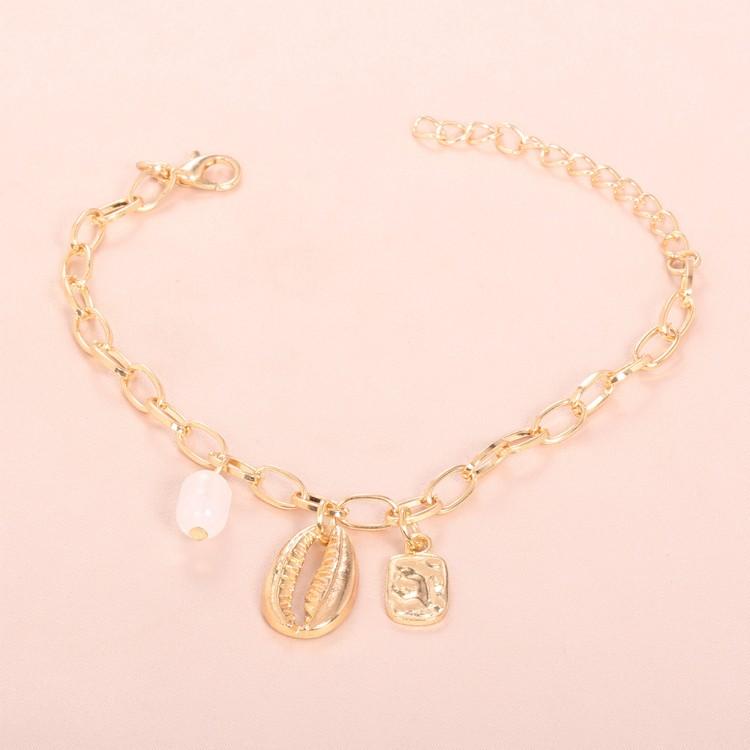 Chunky Sea Shell Pendants 3 Piece Bracelet in 14K Gold Plating Elsy Style Bracelet