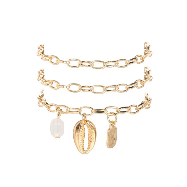 Chunky Sea Shell Pendants 3 Piece Bracelet in 14K Gold Plating Elsy Style Bracelet