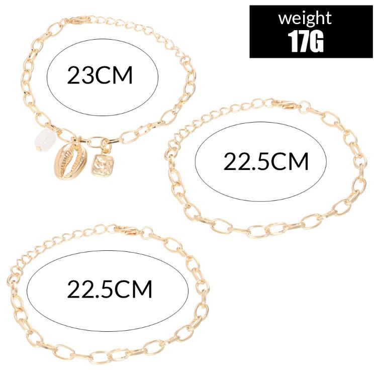 Chunky Sea Shell Pendants 3 Piece Bracelet in 14K Gold Plating Elsy Style Bracelet