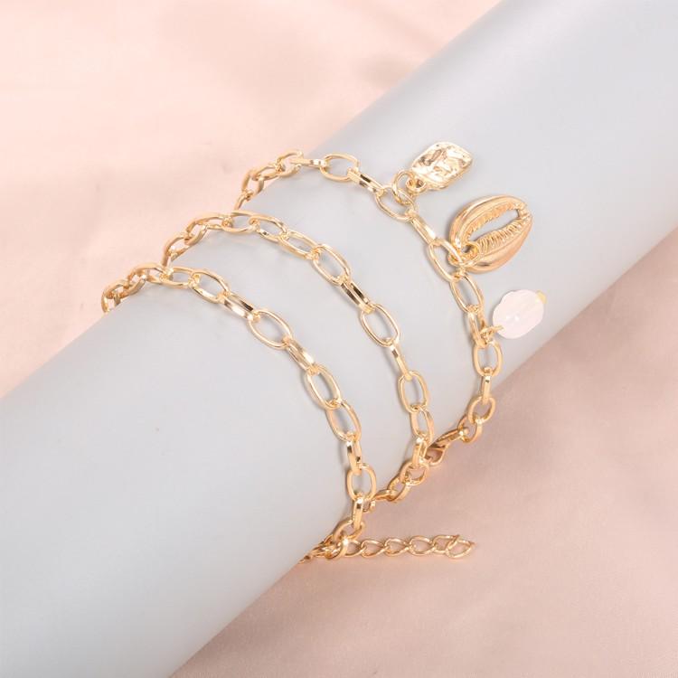 Chunky Sea Shell Pendants 3 Piece Bracelet in 14K Gold Plating Elsy Style Bracelet