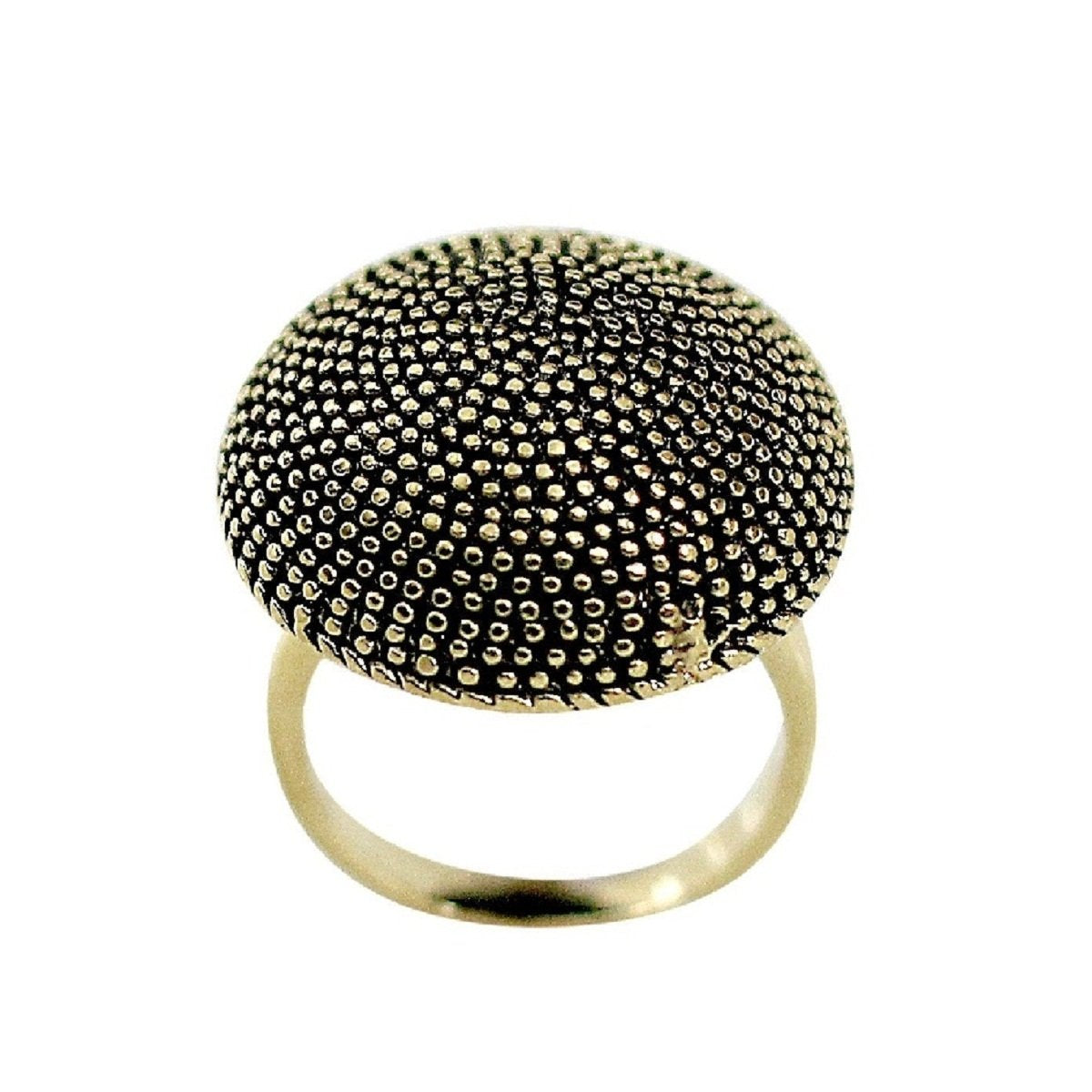 Circular Dome Top Black Antiquing Beaded Detail Ring Elsy Style Ring