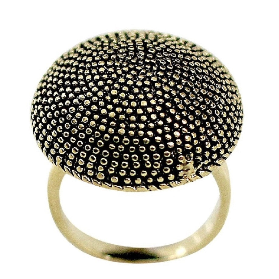 Circular Dome Top Black Antiquing Beaded Detail Ring Elsy Style Ring