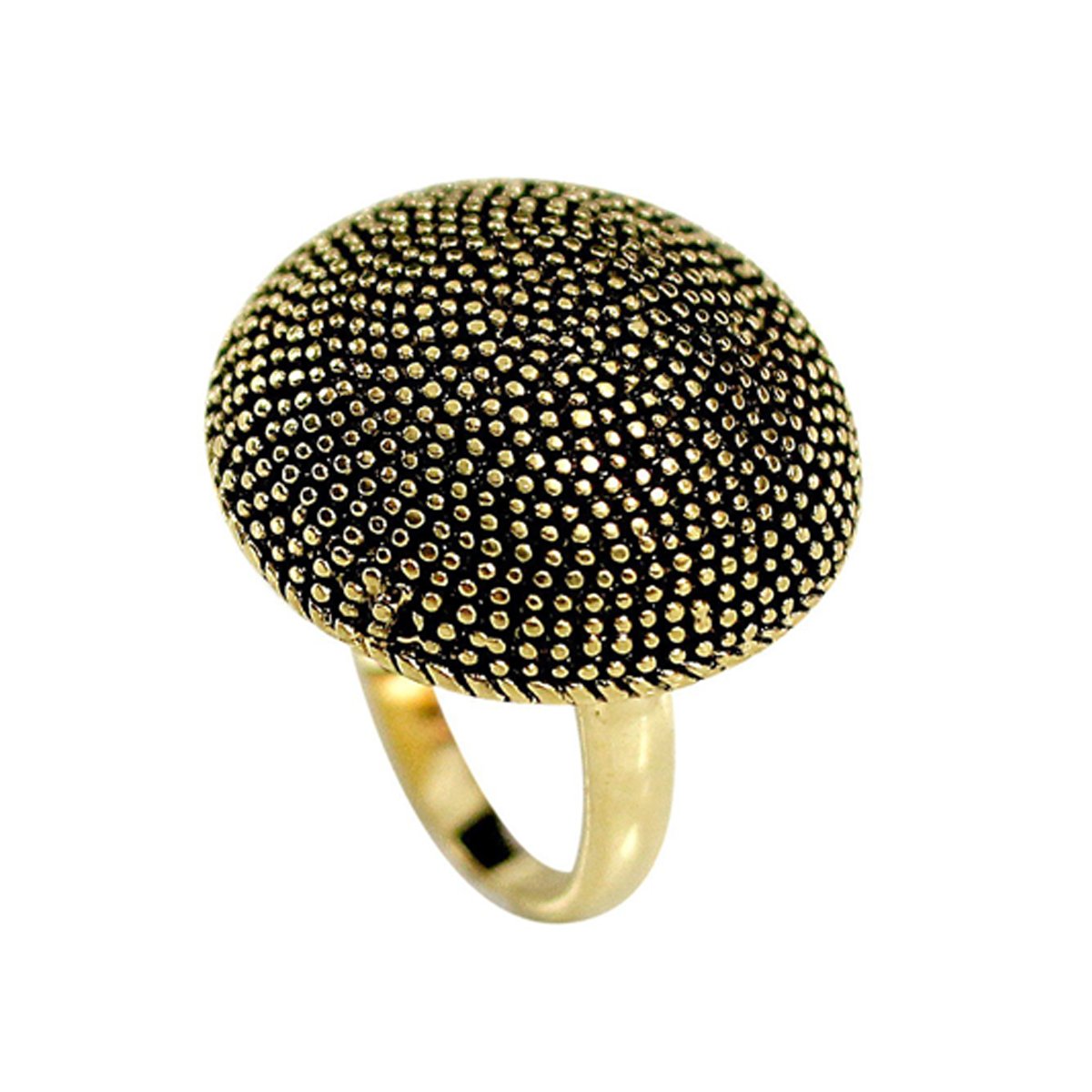 Circular Dome Top Black Antiquing Beaded Detail Ring Elsy Style Ring