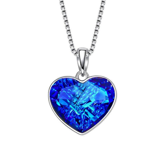 Classic Bermuda blue Heart Necklace ITALY Design Elsy Style Necklace